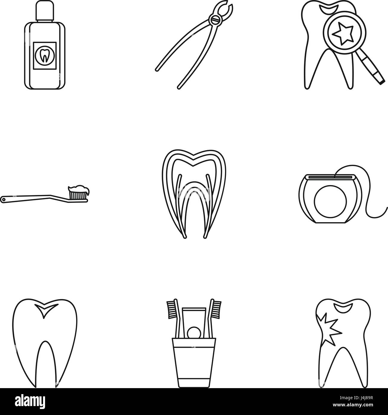 Dental treatment icons set, outline style Stock Vector Image & Art - Alamy