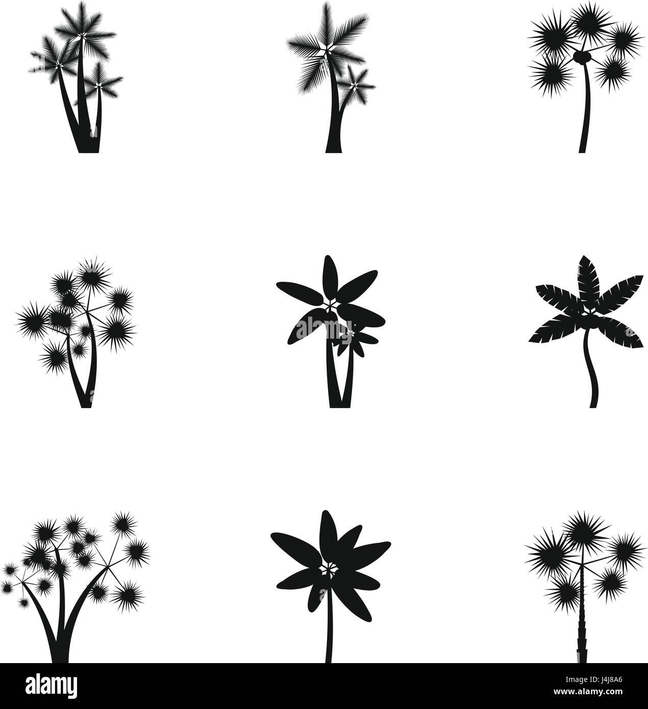 Tree palm icons set, simple style Stock Vector
