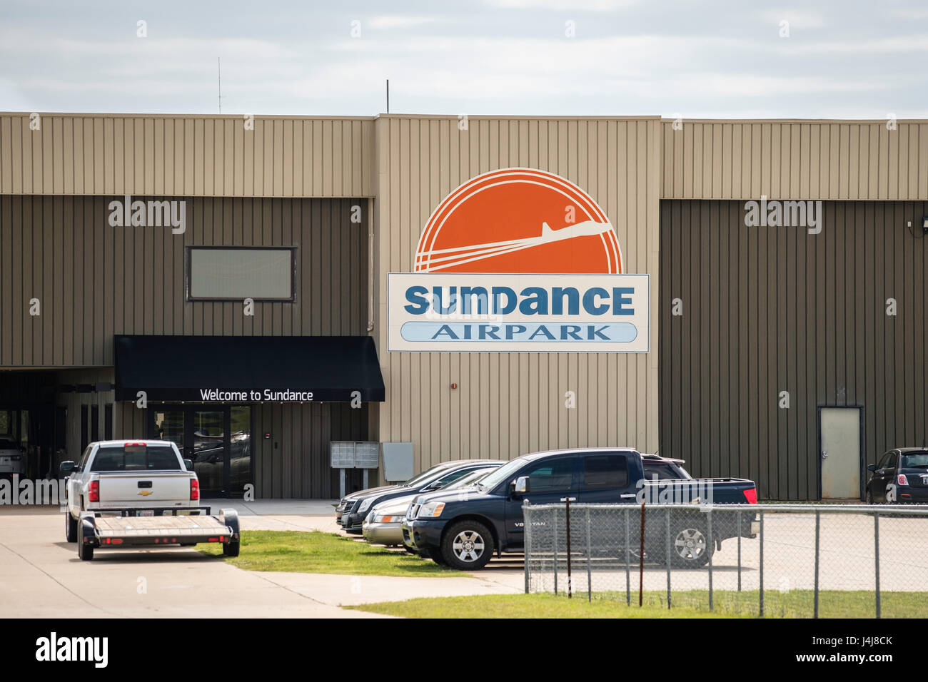Sundance Airpark, a private airport  with public use in the countryside of Canadian county, Oklahoma, USA. Stock Photo