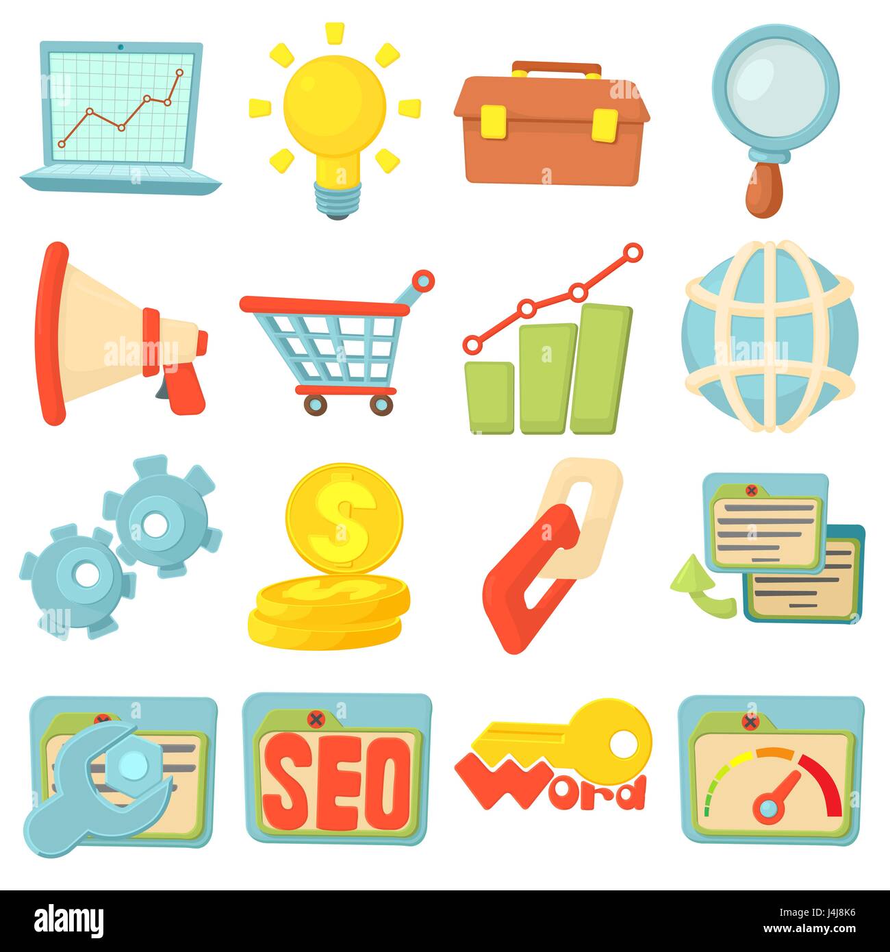 SEO icons set, cartoon style Stock Vector Image & Art - Alamy