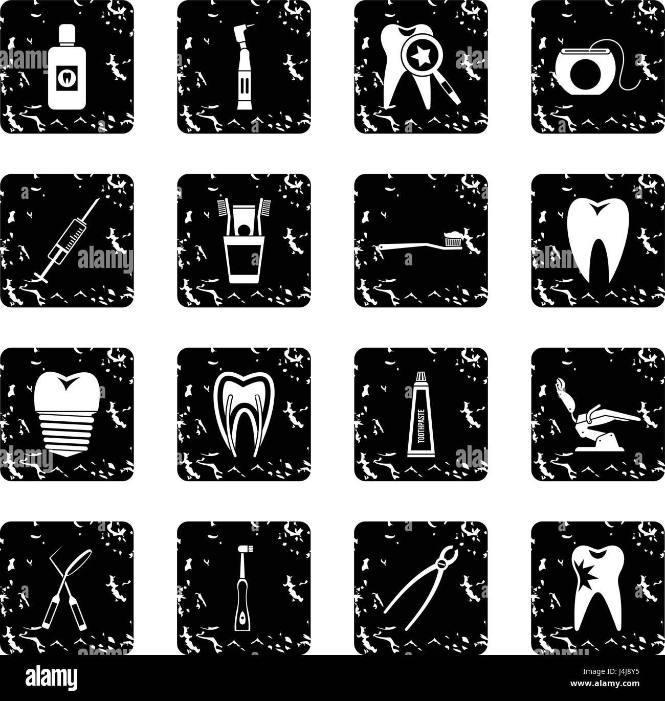 Dental care set icons, grunge style Stock Vector Image & Art - Alamy