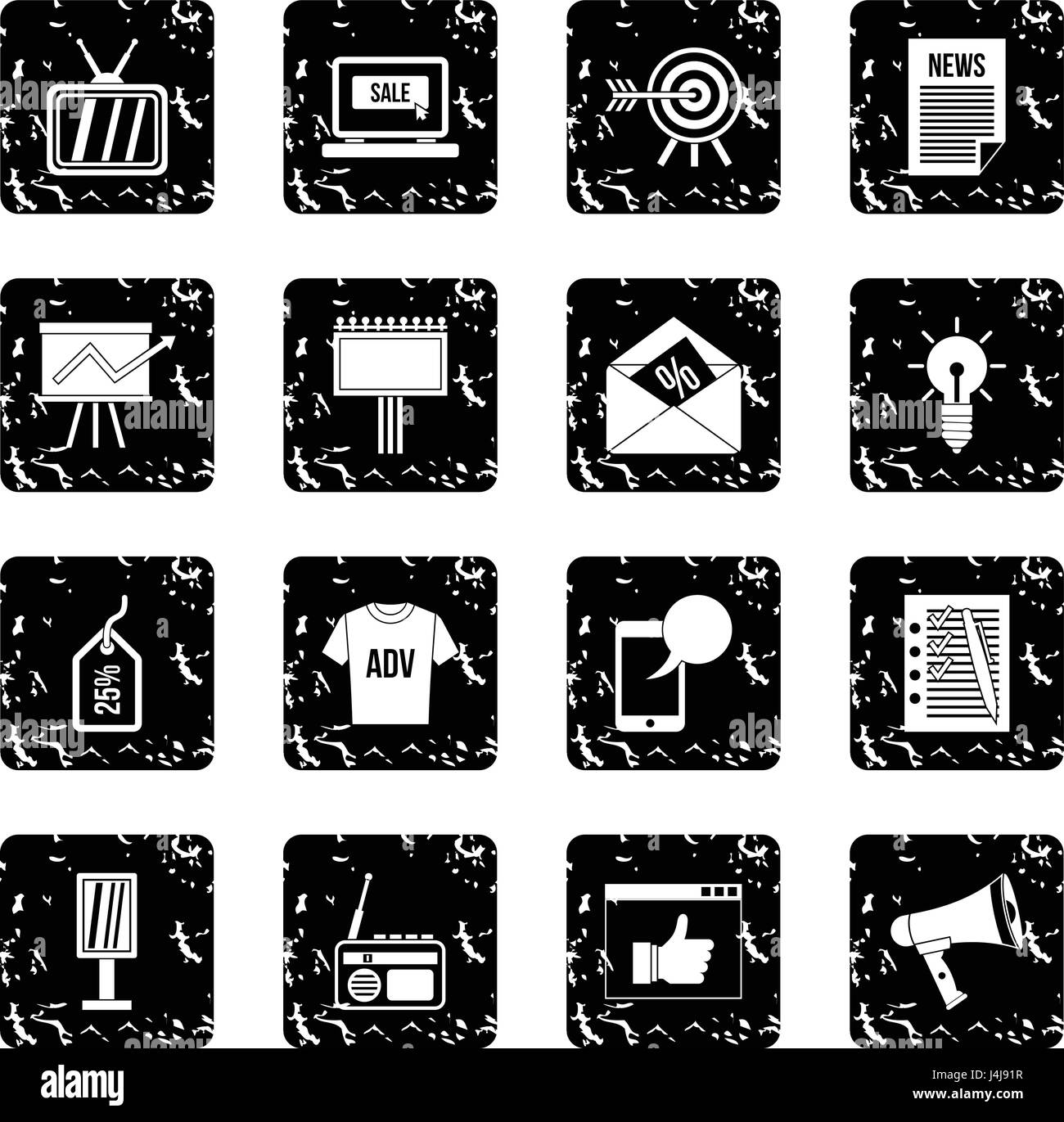 Advertisement set icons, grunge style Stock Vector Image & Art - Alamy