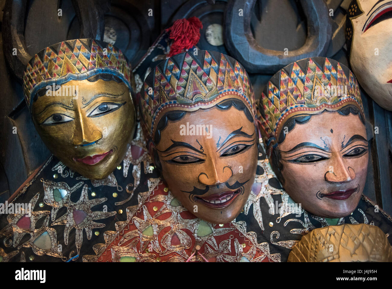 Traditional Javanese wooden masks, Indonesia Stock Photo - Alamy