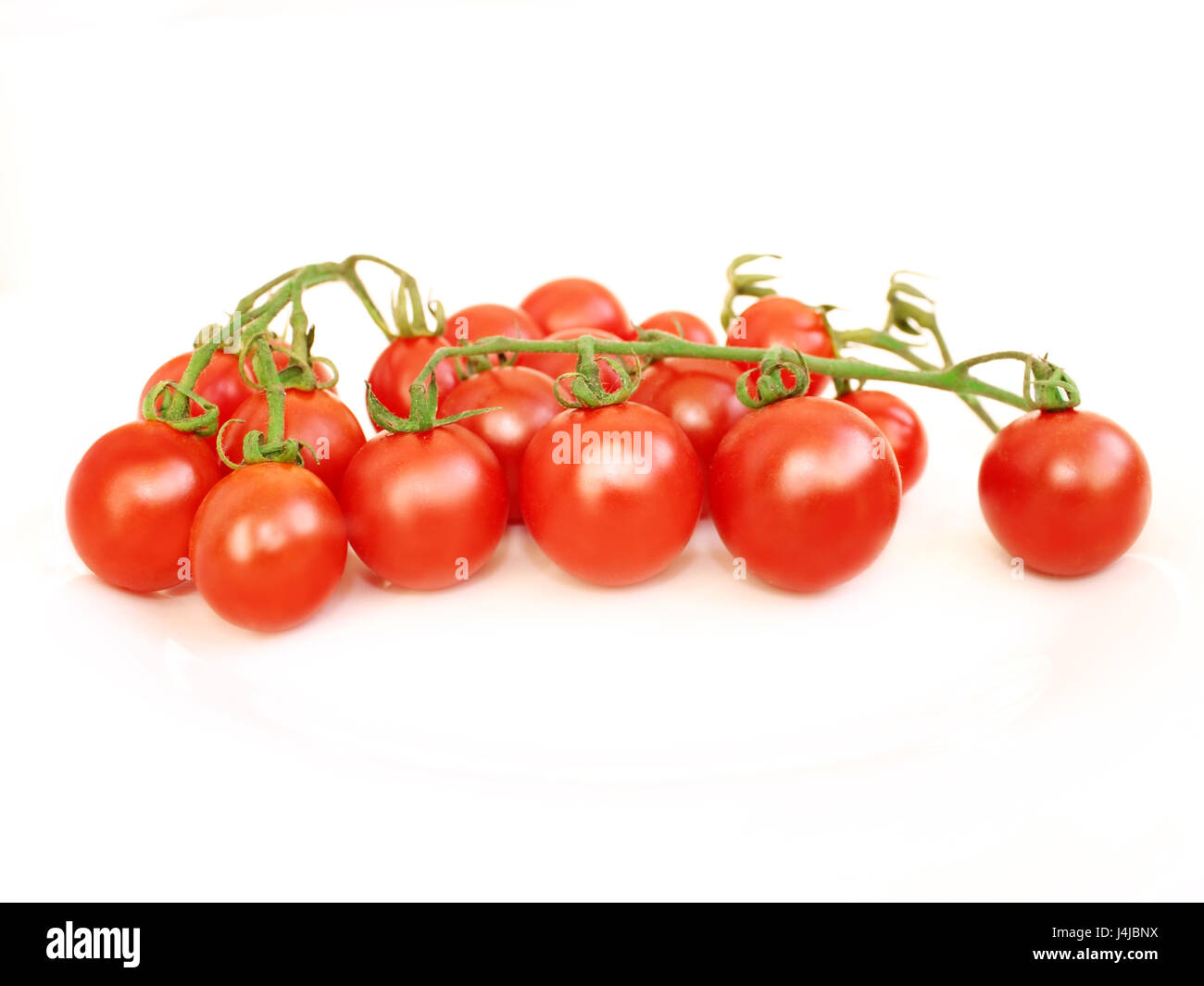branch of fresh red cherry tomatoes isolated on the white Stock Photo ...