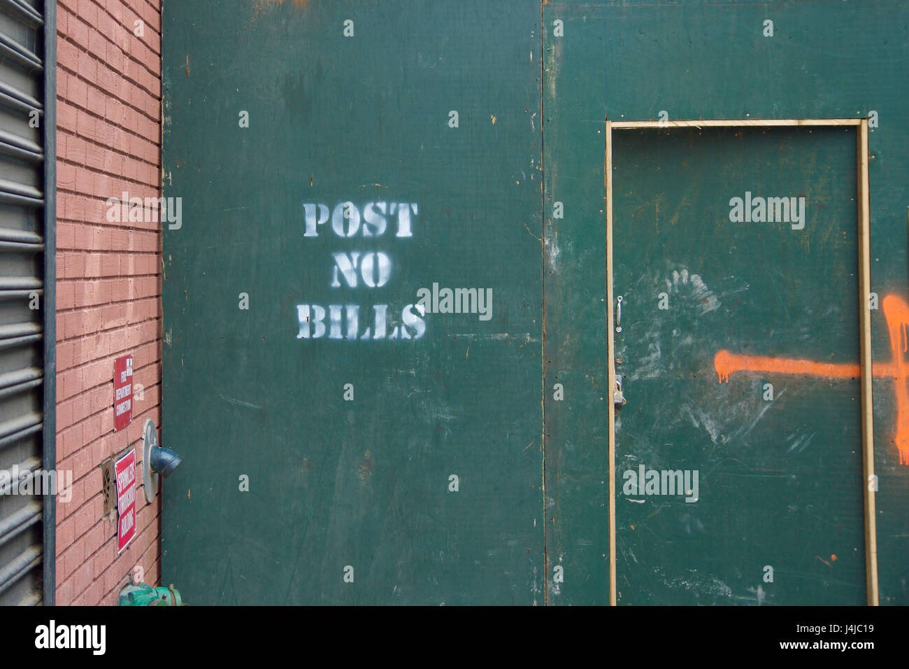 post no bills sign symbol on construction urban wall Stock Photo Alamy