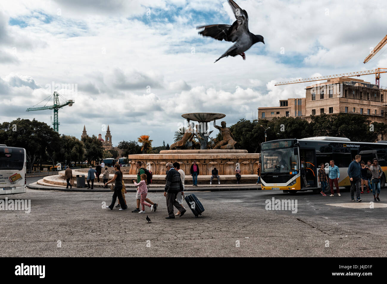 Picture taken in Valletta, Malta, on the bus station, near Triton Fountain  Stock Photo - Alamy