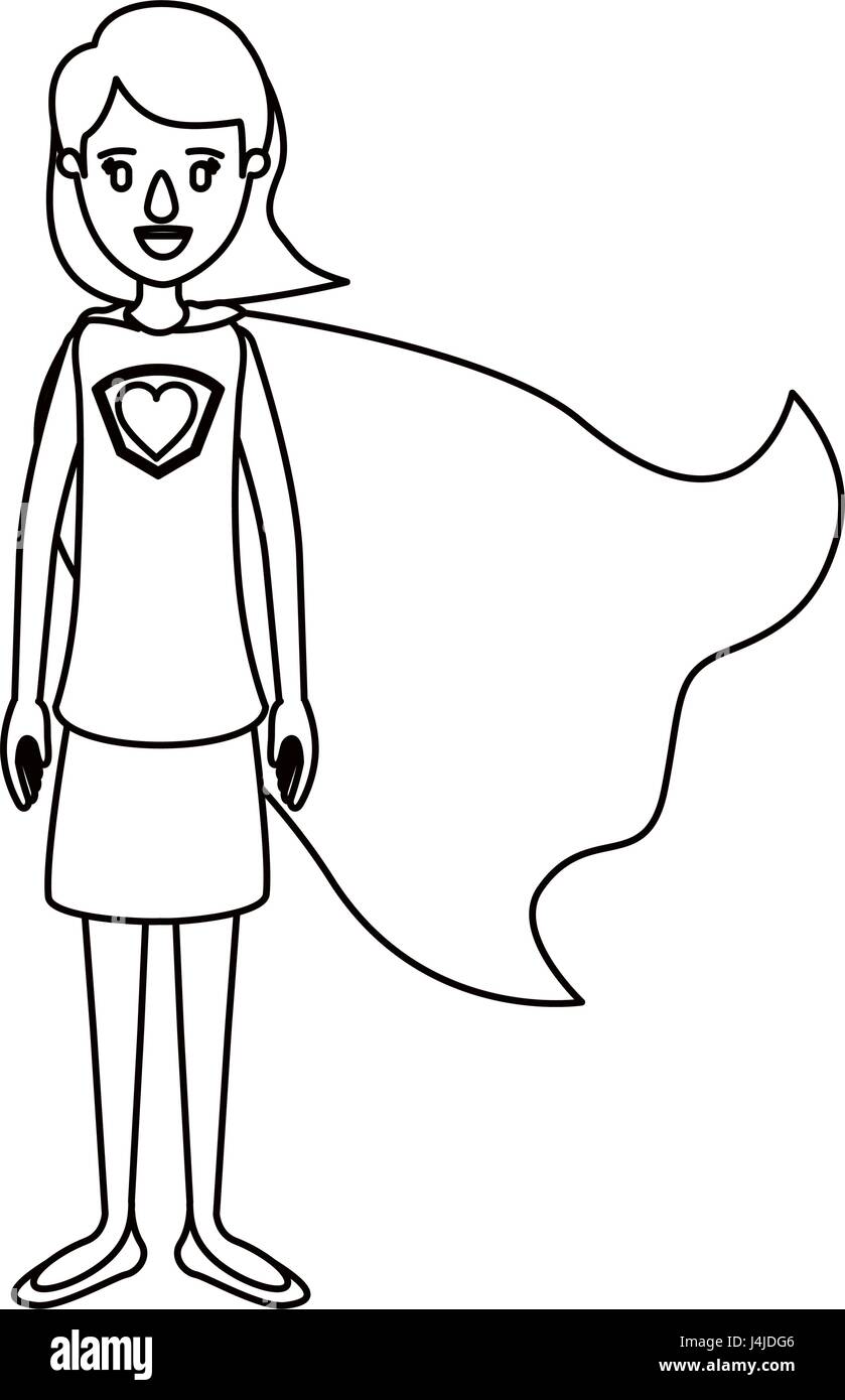silhouette cartoon full body super hero woman with short hair and cap Stock  Vector Image & Art - Alamy