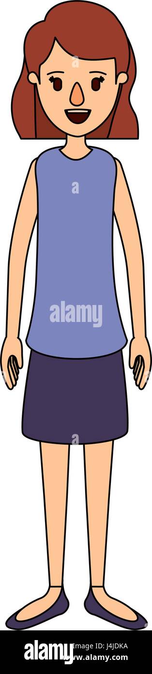 color image caricature full body woman with short hair in skirt Stock  Vector Image & Art - Alamy