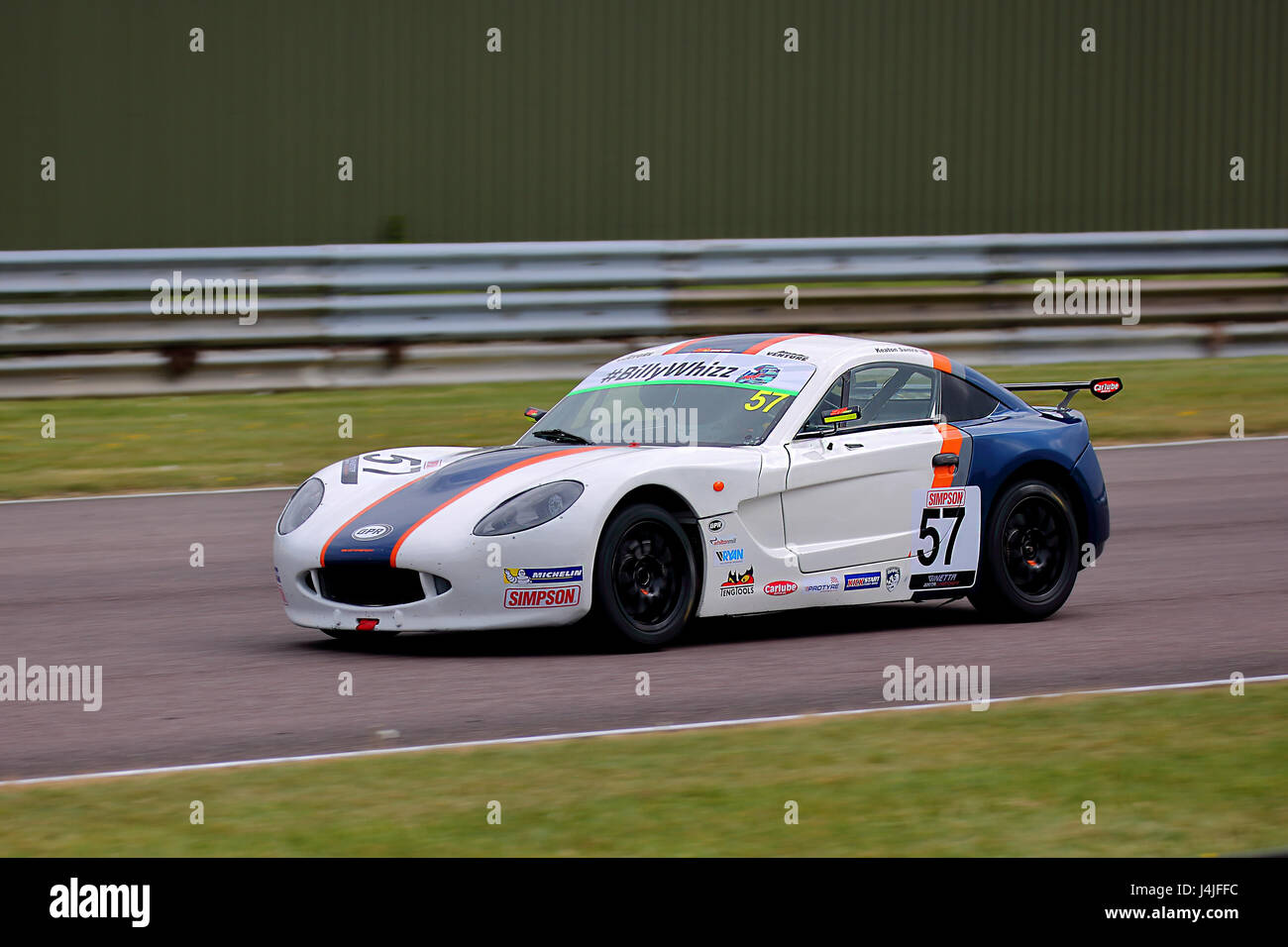Keaton Samra in the Ginetta Junior Cup at Thruxton race course during