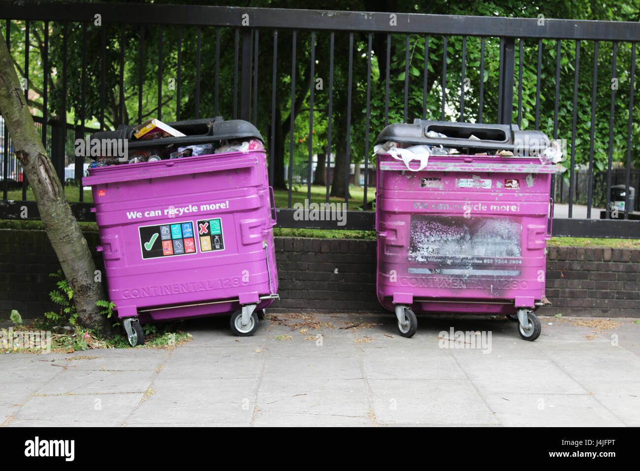Recycling bins in Tower Hamlets London Stock Photo Alamy