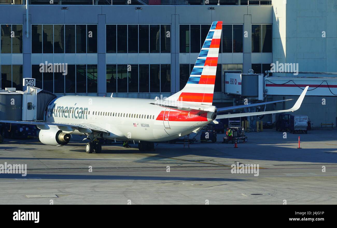American Airlines (AA) airplanes at the Miami International Airport