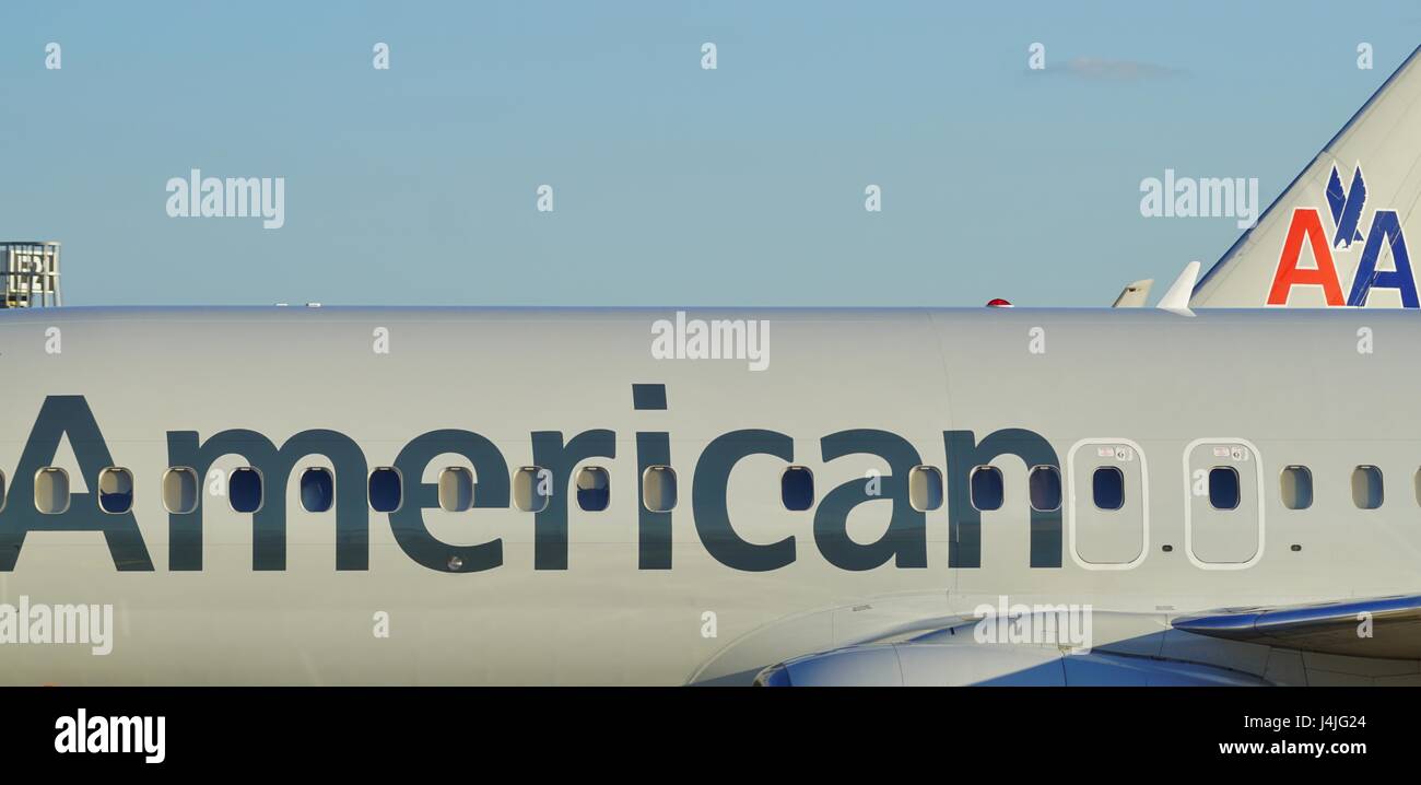 American Airlines (AA) airplanes at the Miami International Airport