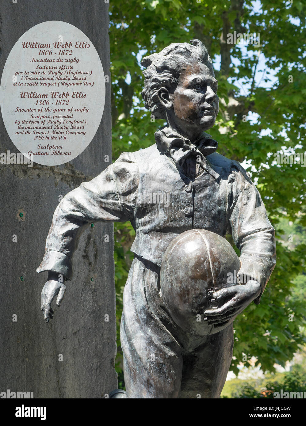 France, Alpes Maritimes, Menton, Tribute to William Webb Ellis founder of the sport of Rugby Stock Photo