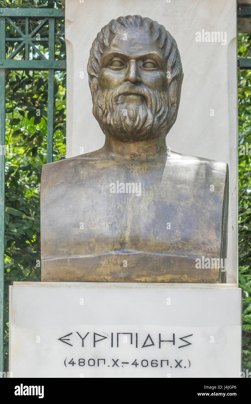 Greece, Athens, Euripides statue Stock Photo