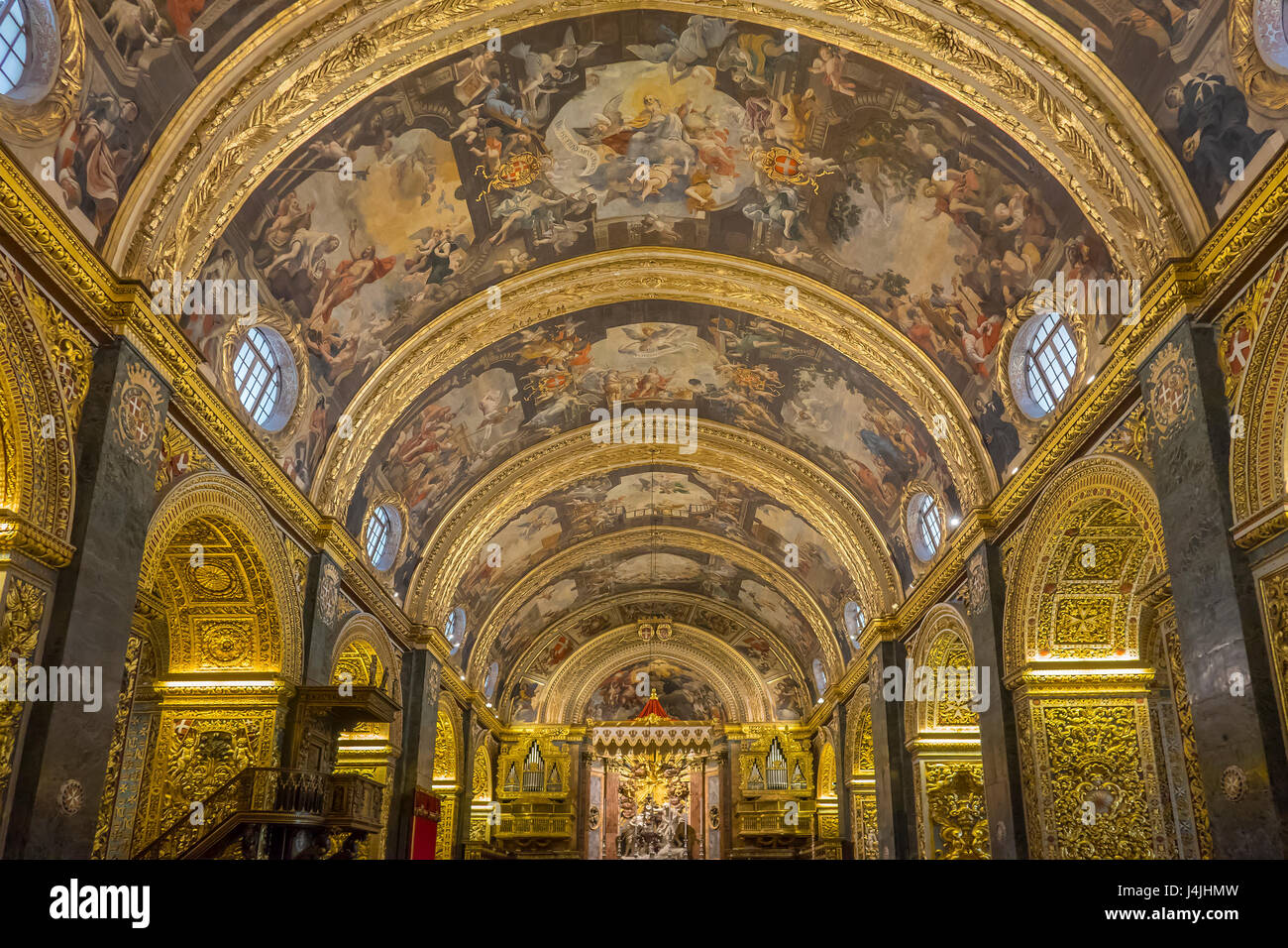 Malta, Valletta, St.John's Co-cathedral, ceiling Stock Photo