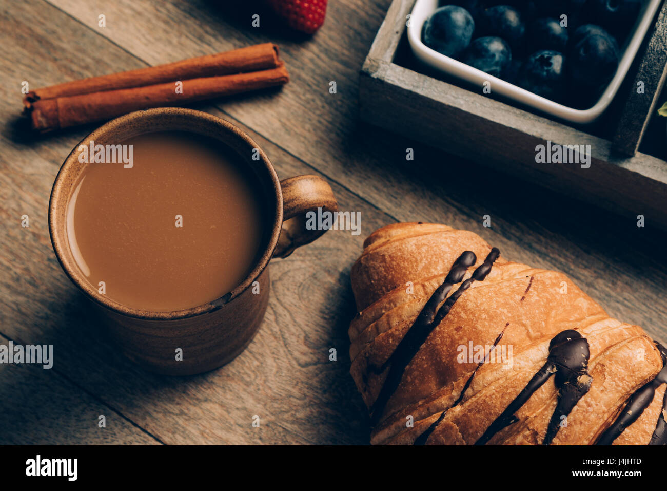 color graded image of rustic morning coffee Stock Photo