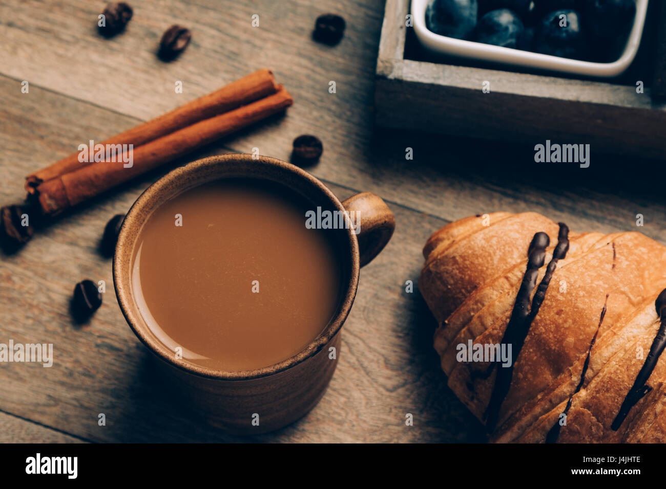 color graded image of rustic morning coffee Stock Photo