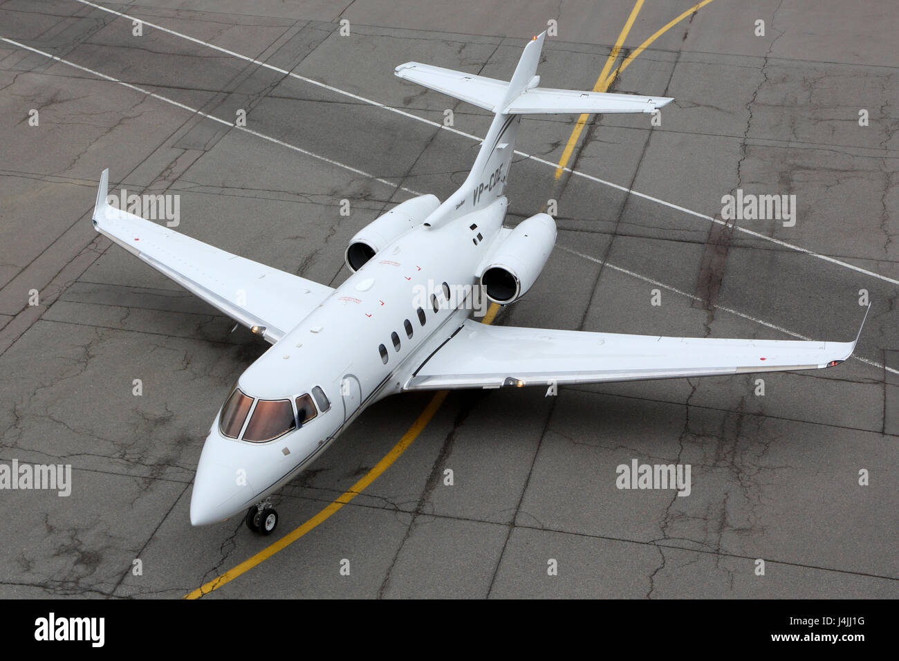 SHEREMETYEVO, MOSCOW REGION, RUSSIA - APRIL 17, 2015: Private British Aerospace 125-800B VP-CDE taxiing at Sheremetyevo international airport. Stock Photo