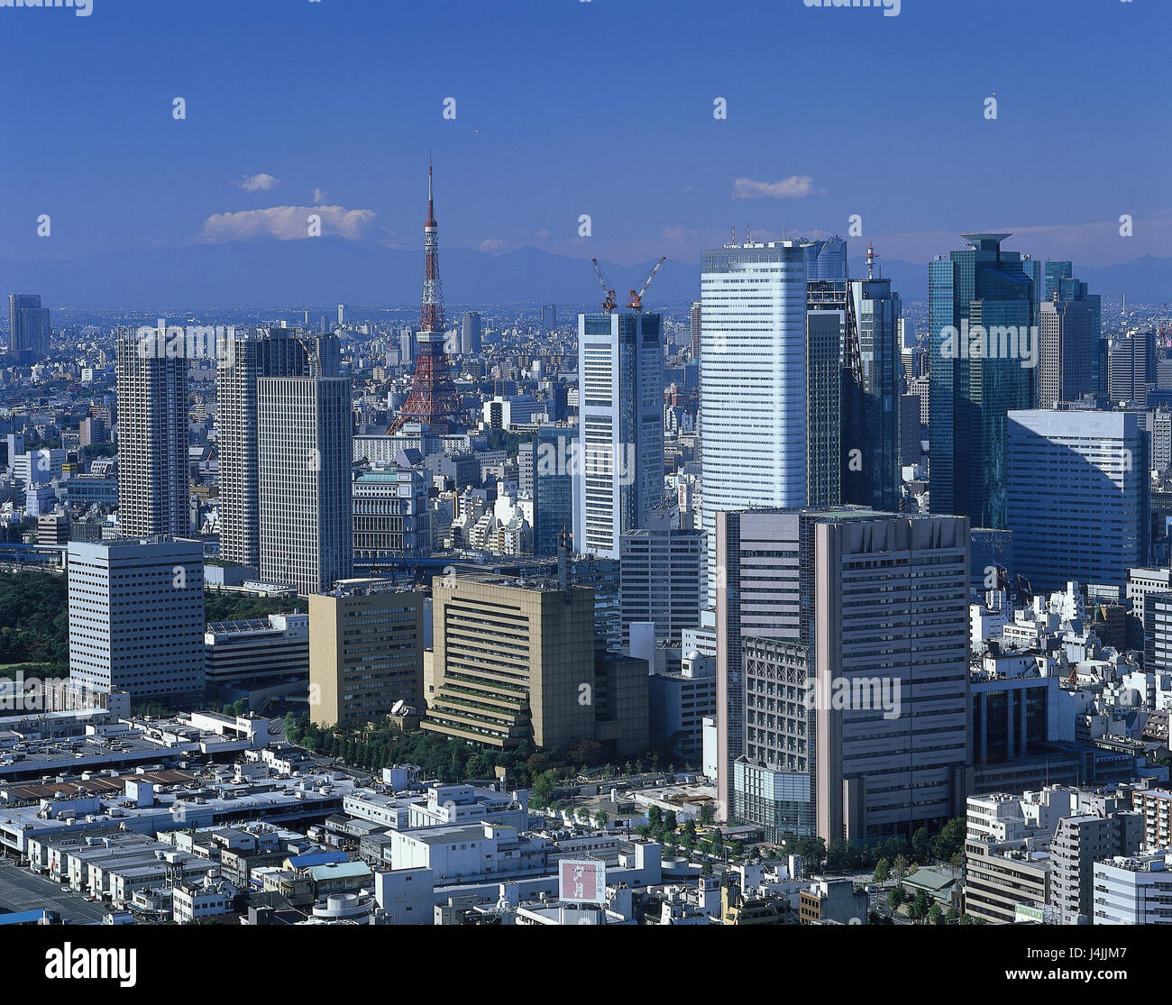 Japan, Tokyo, town overview outside, Asia, Tokyo, town, Honshu, capital, city, metropolis, houses, high rises, overview, skyline Stock Photo