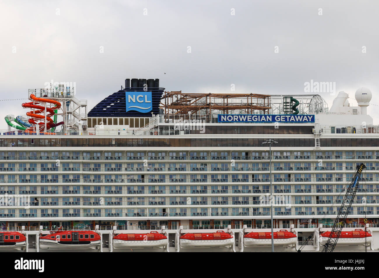 A view of the entertainment aboard the MS Norwegian Getaway of Norwegian Cruise Line in Southampton Port, UK Stock Photo