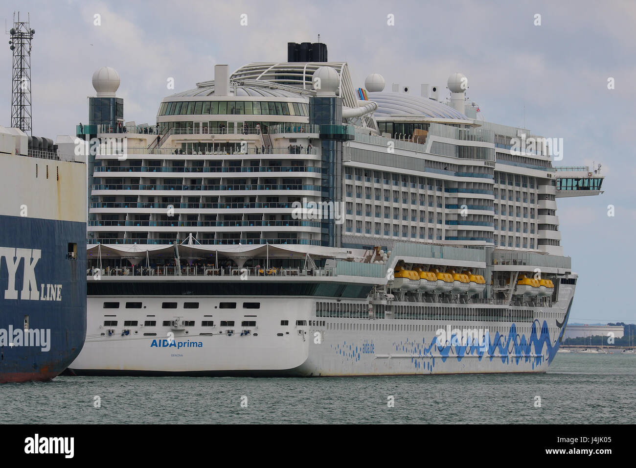 AIDAprima of AIDA Cruises sits in Southampton port, UK Stock Photo