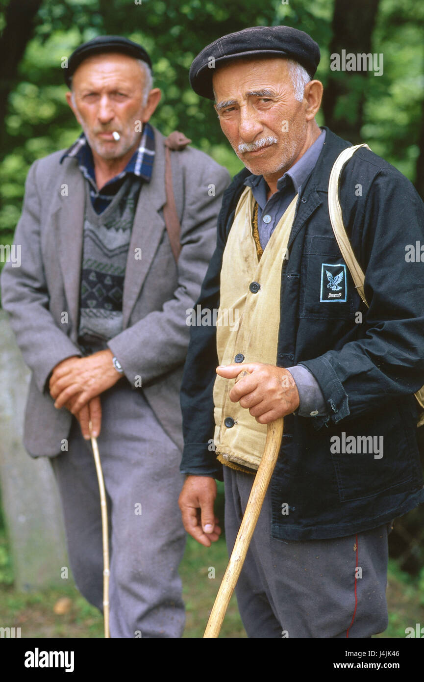 Armenia, Agarcine, men, senior citizens Asia, Südwestasien, Kaukasien, Caucasian, men, stand, headgear, beard, seriously, critically, pensioner Stock Photo