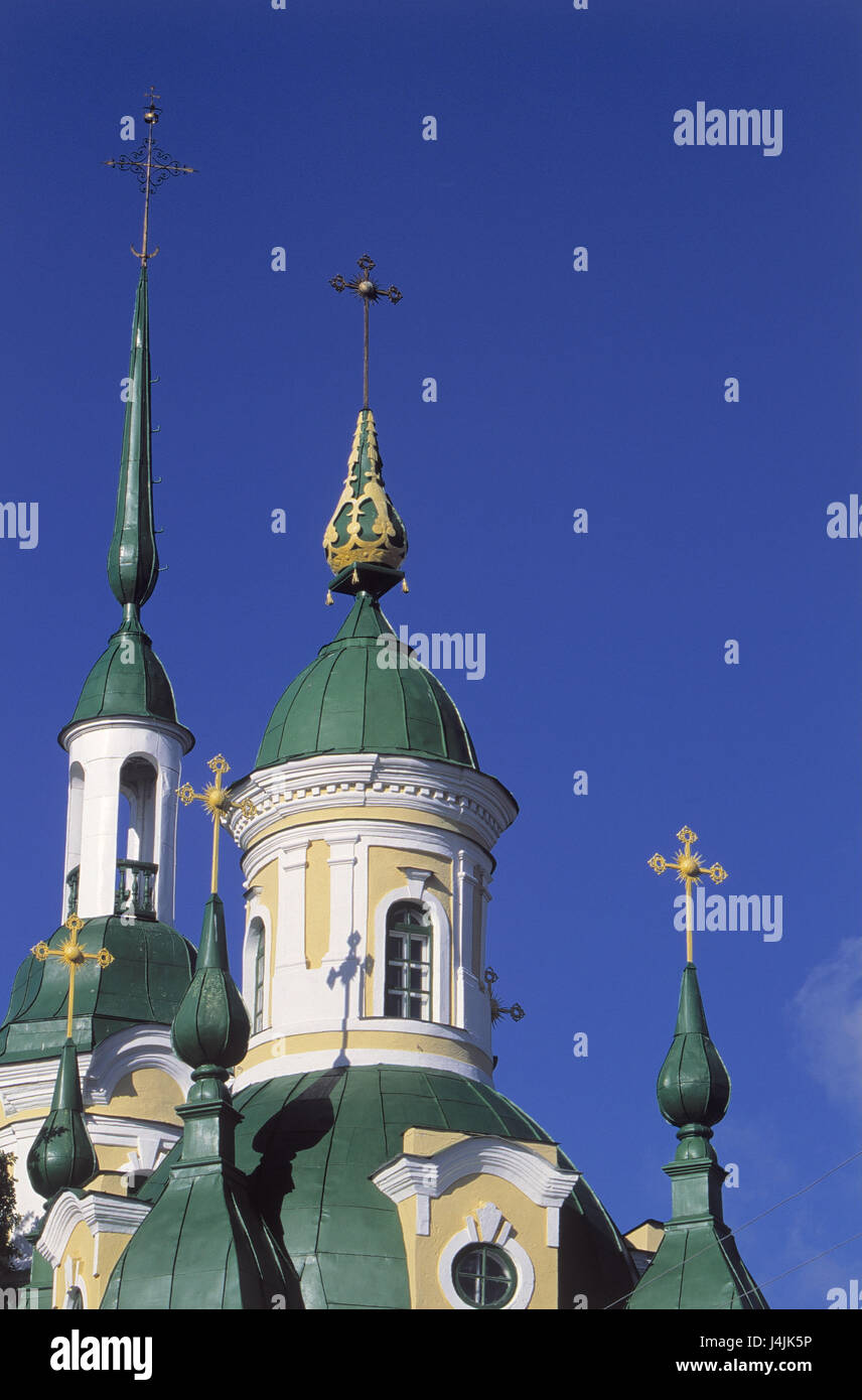 Estonia, Pärnu, St. Catherine's Church, detail, steeples Europe ...