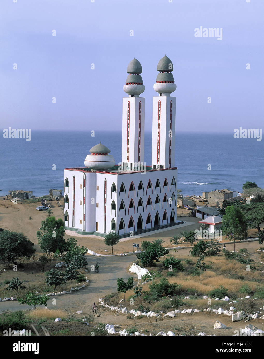 Senegal, Dakar, Oukam Beach, mosque West Africa, faith, religion, structure architecture, place of interest, sea, near Stock Photo