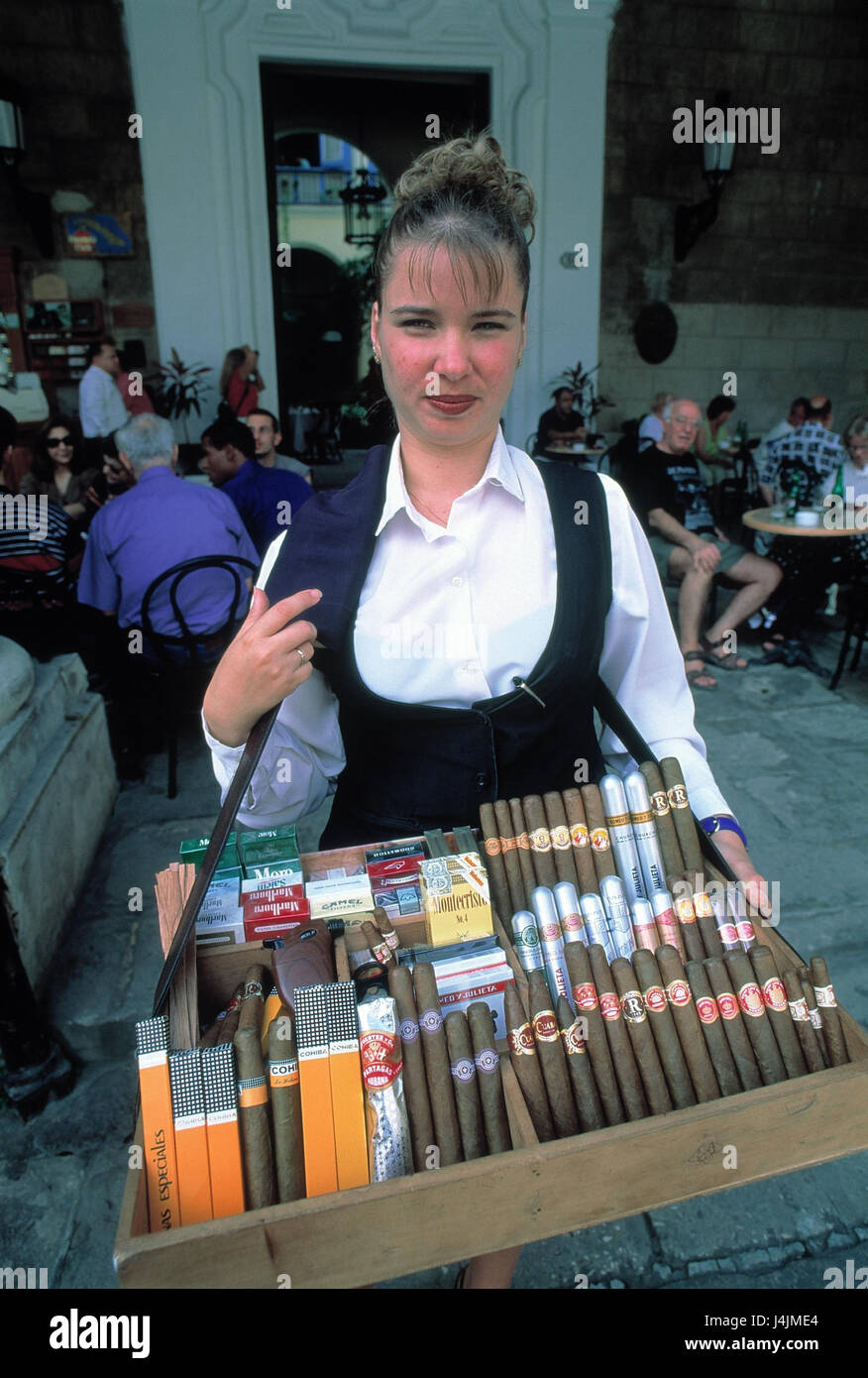 tray cuba street woman vendors sales havana cigars cafe vendor cigarettes cart alamy shopping