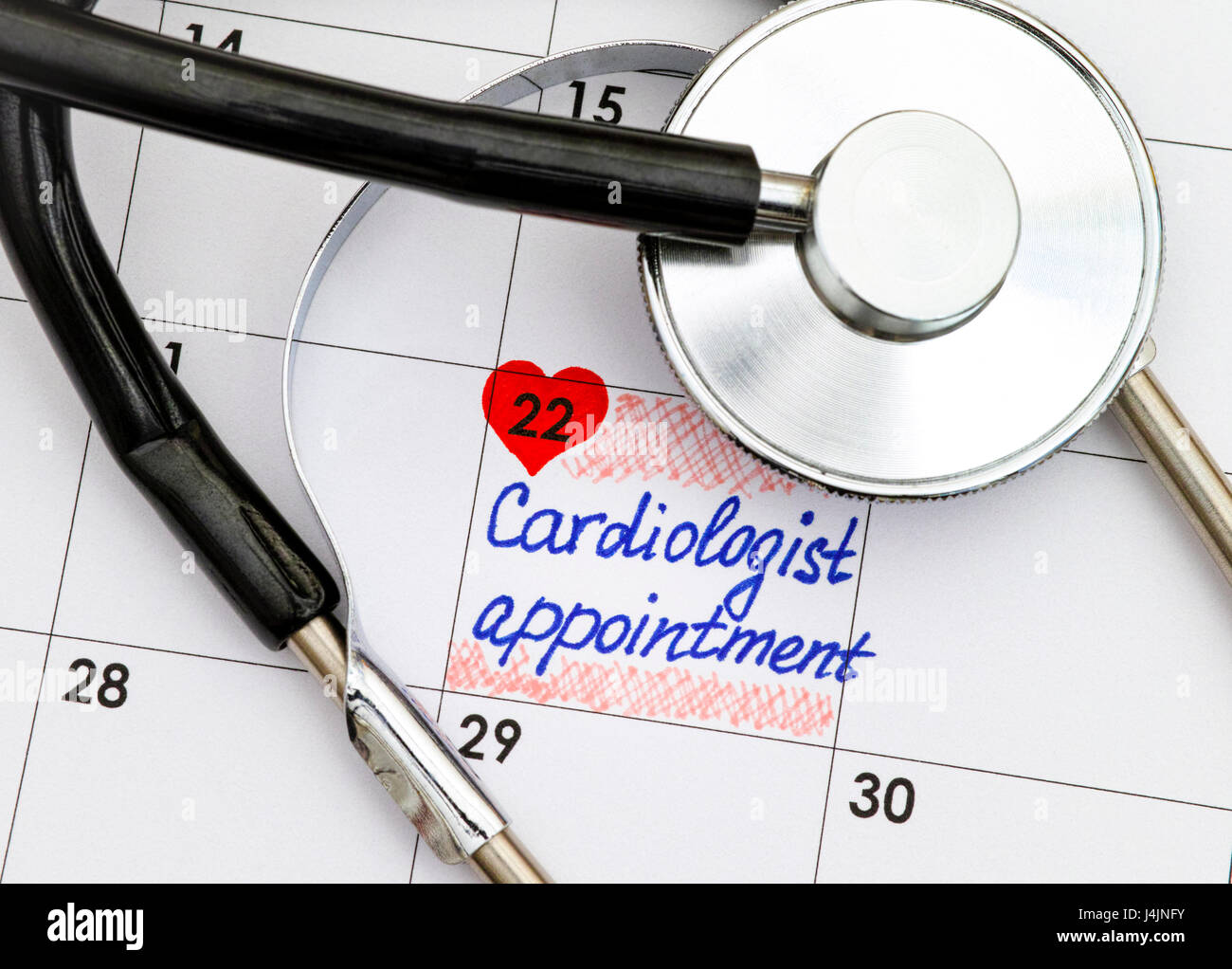 Reminder Cardiologist Appointment in calendar with black stethoscope