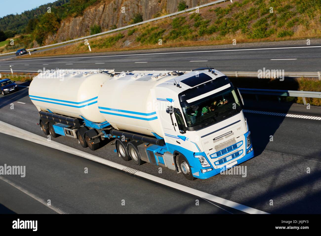 Fuel truck on highway. Stock Photo