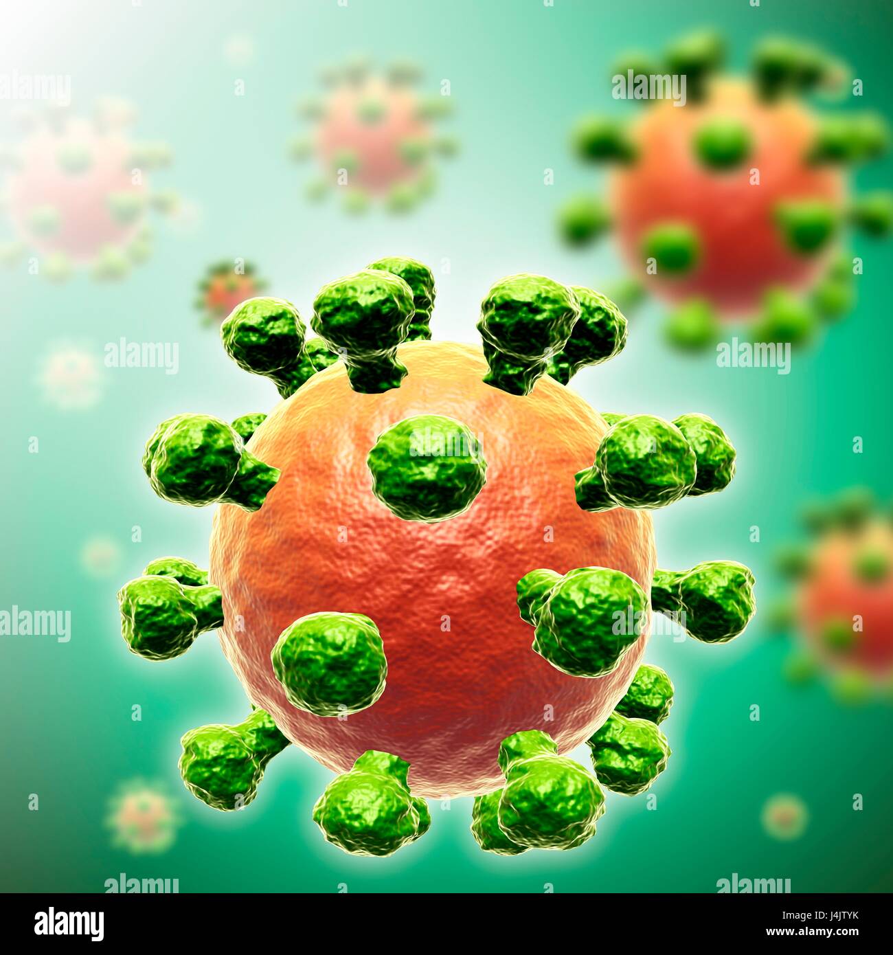 Illustration of a rhinovirus virus particle. Stock Photo