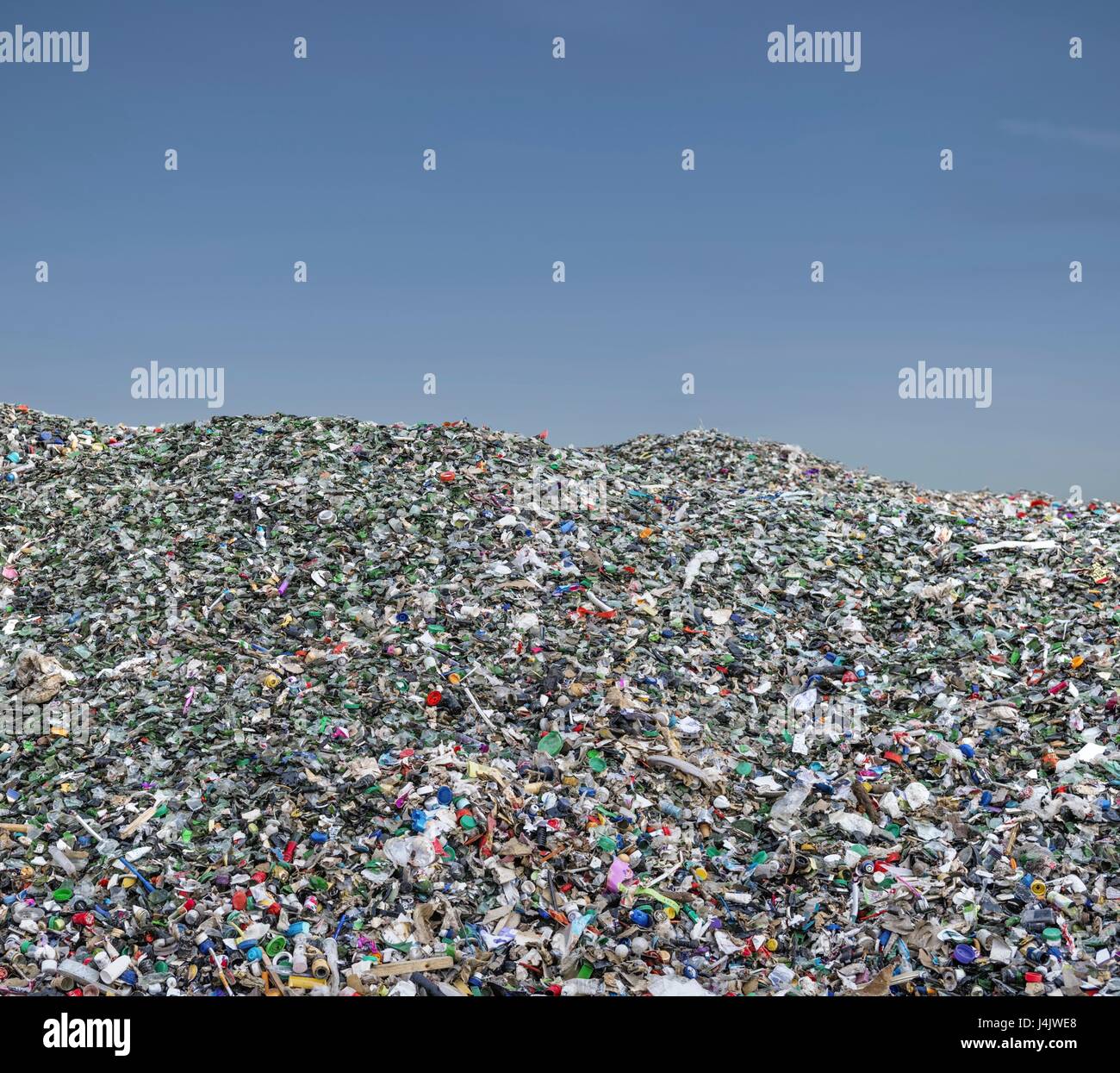 Pile of plastic waste, mainly small items, for recycling. Stock Photo