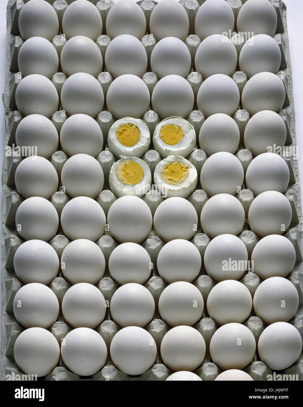 Egg carton, eggs, white, cooked still life, food, food, completely