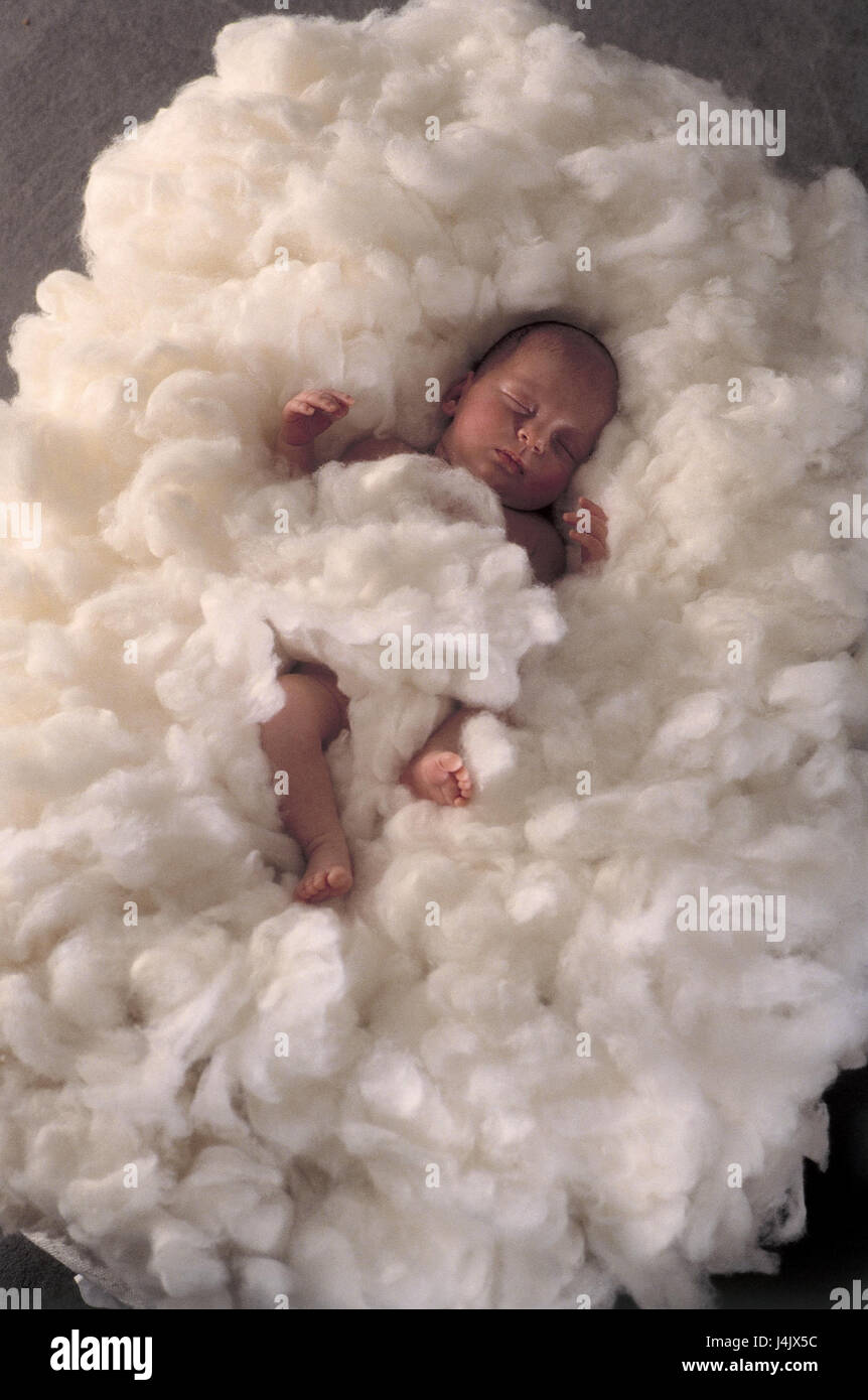 Cotton bed, baby, sleep inside, 'cloud bed', child, infant, sleep, tiredly,  fatigue, rest, securely, security, cotton, covered, wrapped, peacefully,  well protected, back position Stock Photo - Alamy