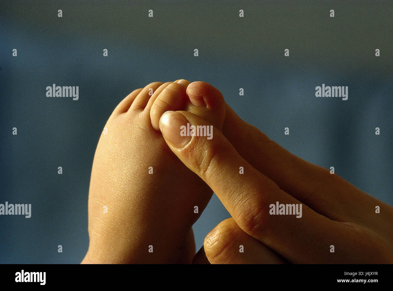 Women's hand, detail, finger, baby foot, toe, massage very closely, mother, detail, hand, mother