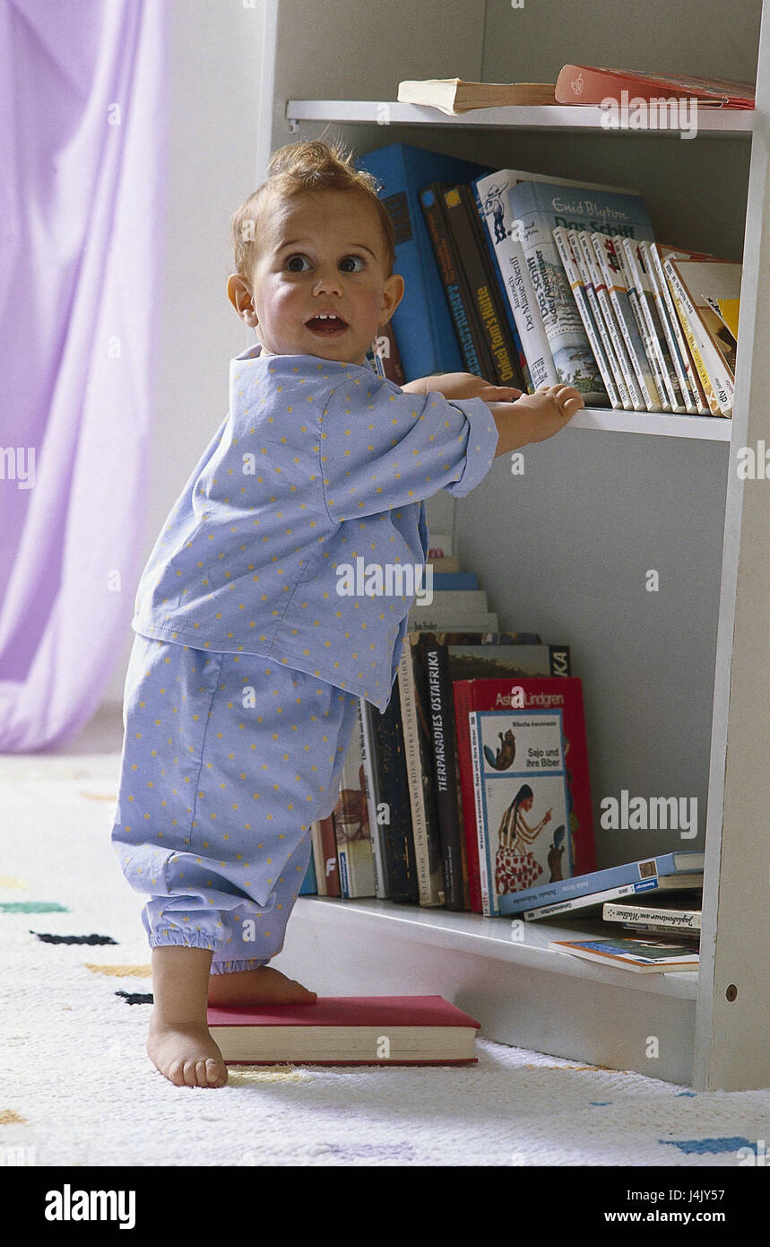 Infant Sleep Suit Bookshelf Inside At Home Child Childhood