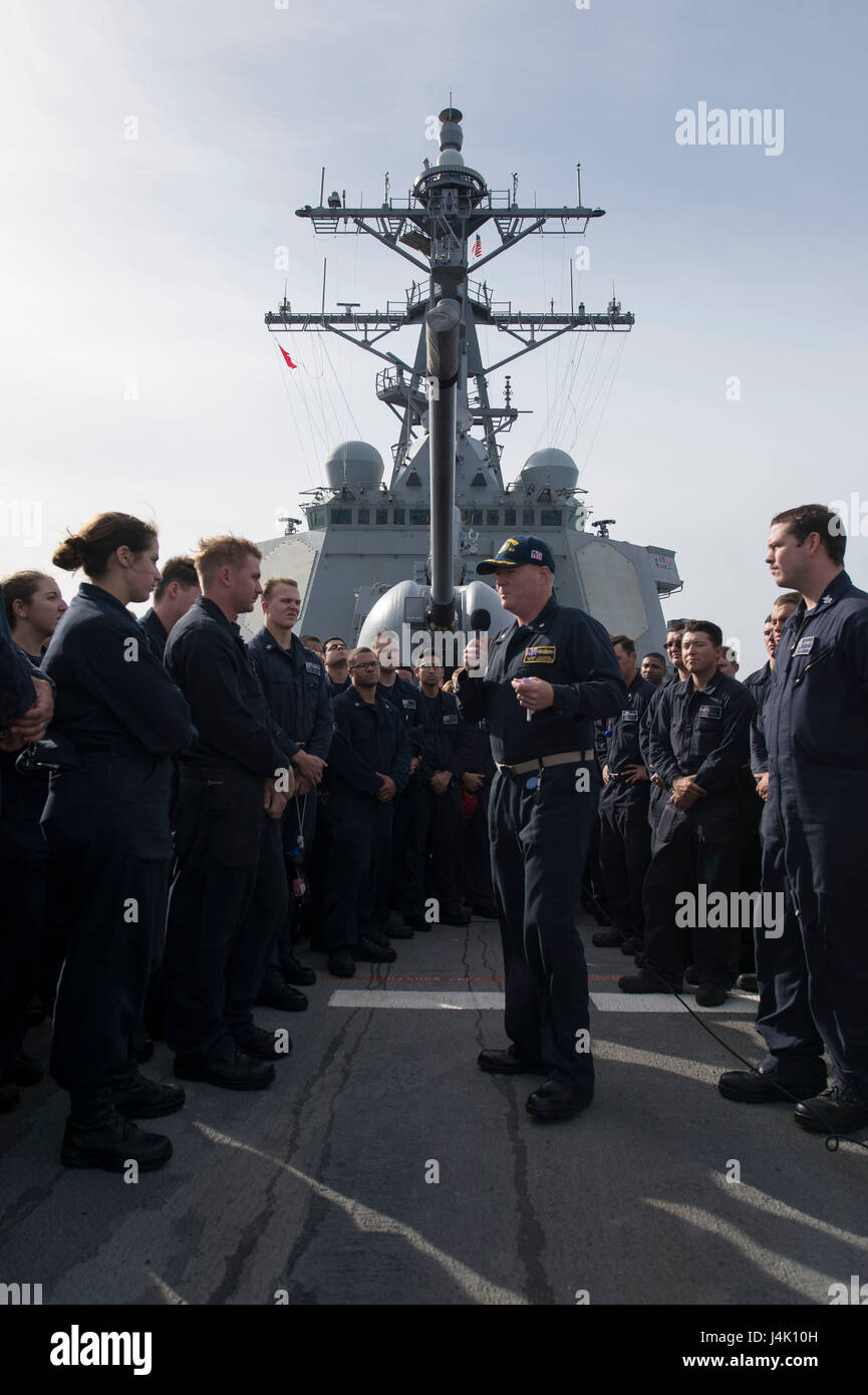 An arleigh burke class guided missile destroyer forward deployed to ...