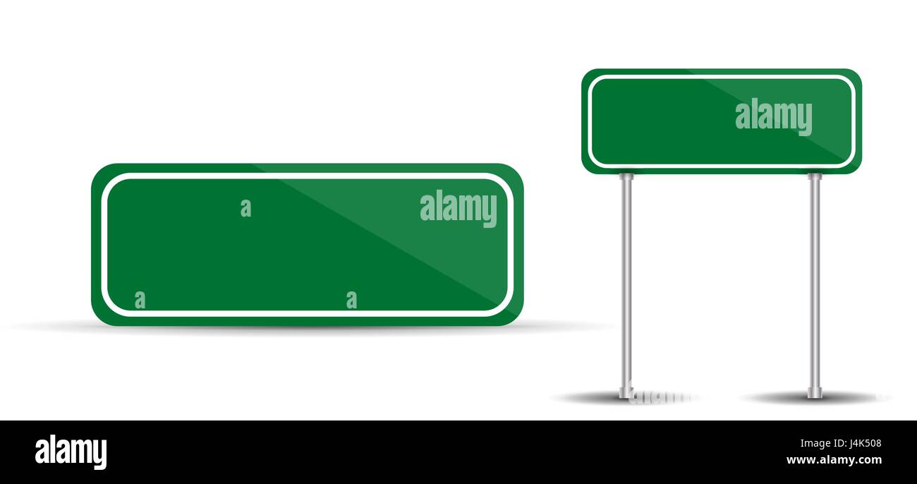 Road Sign Isolated on White Background Blank green traffic Stock Vector ...