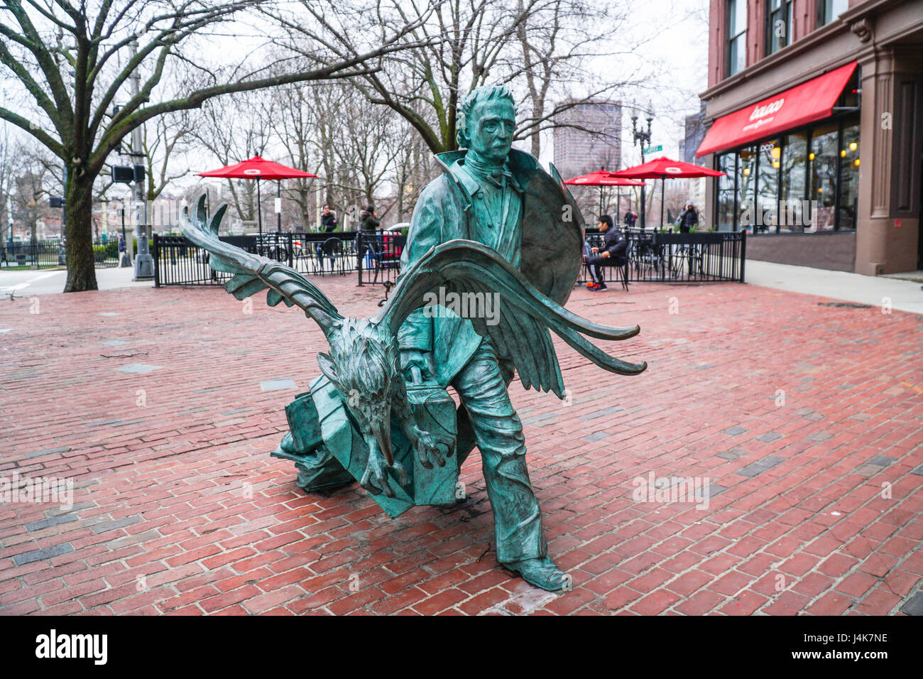 Statue of Author Edgar Allan Poe in the City of Boston BOSTON