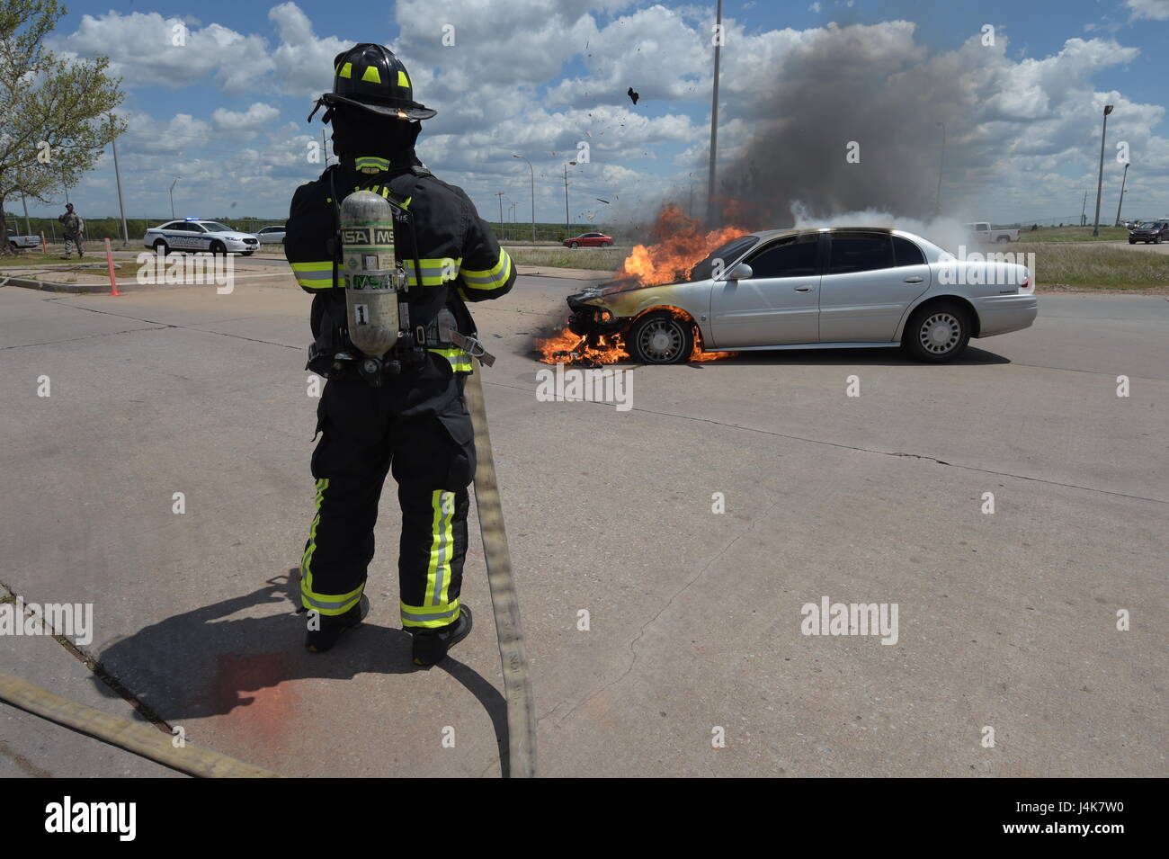 Chunks of concrete explode in to the air from the extreme heat