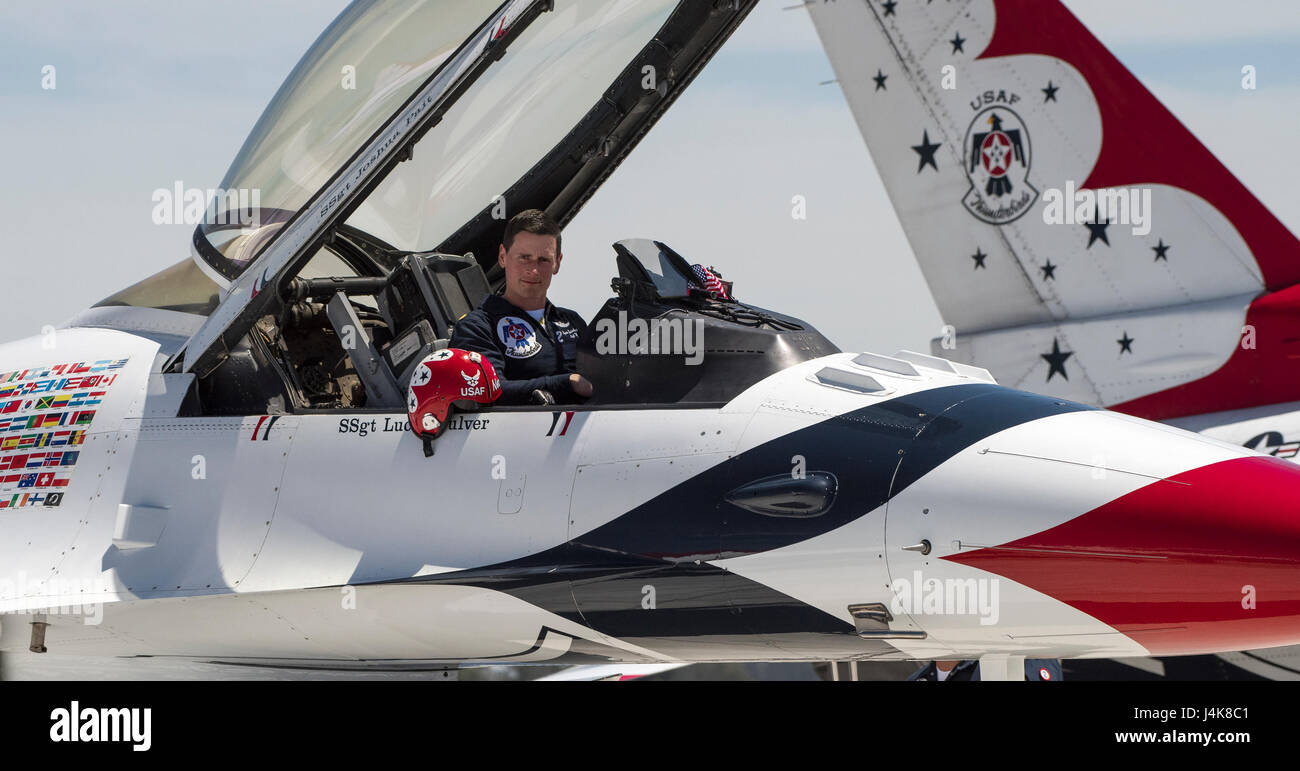 The “Wings over Solano” air show at Travis Air Force Base, California,  featured aerial demonstrations by the USAF Thunderbirds, parachute  performances by the U.S. Army Golden Knights, flyovers, and static aircraft  displays