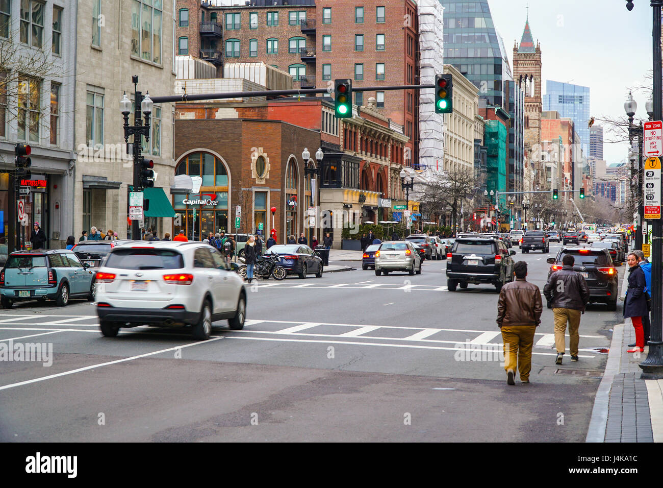 Street view of Boylston Street in Boston BOSTON , MASSACHUSETTS Stock