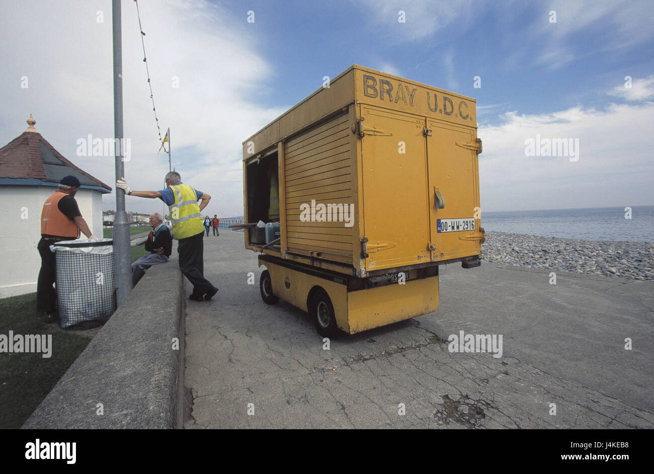 Ireland, Dublin, Bray, seafront, worker, waste disposal, entertainment