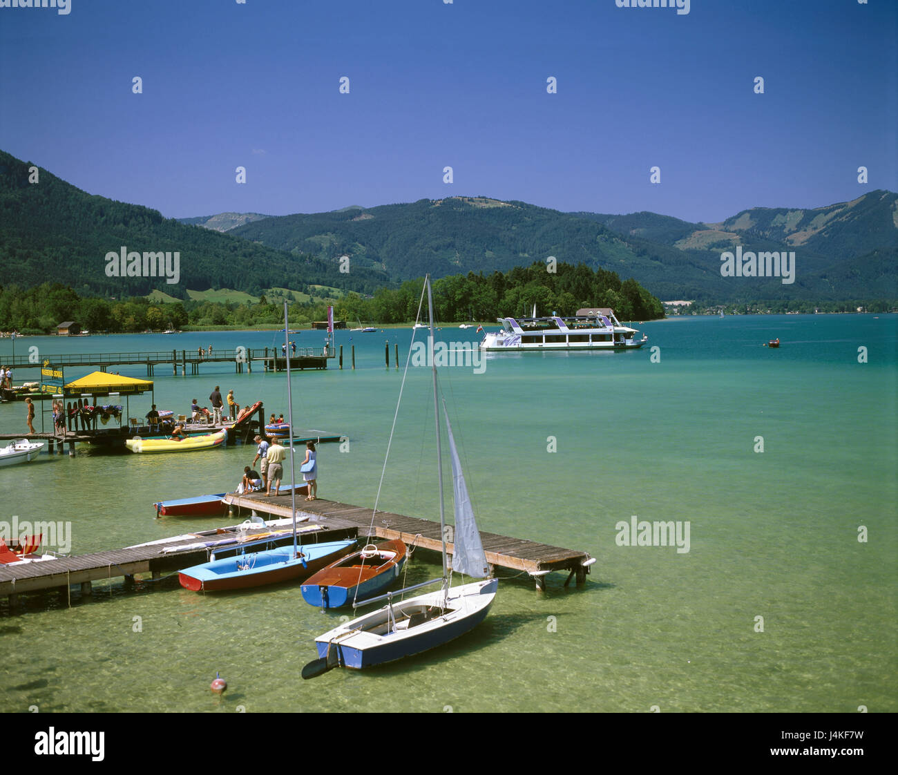 Austria, salt chamber property, Wolfgang's lake, Strobl, landing stage