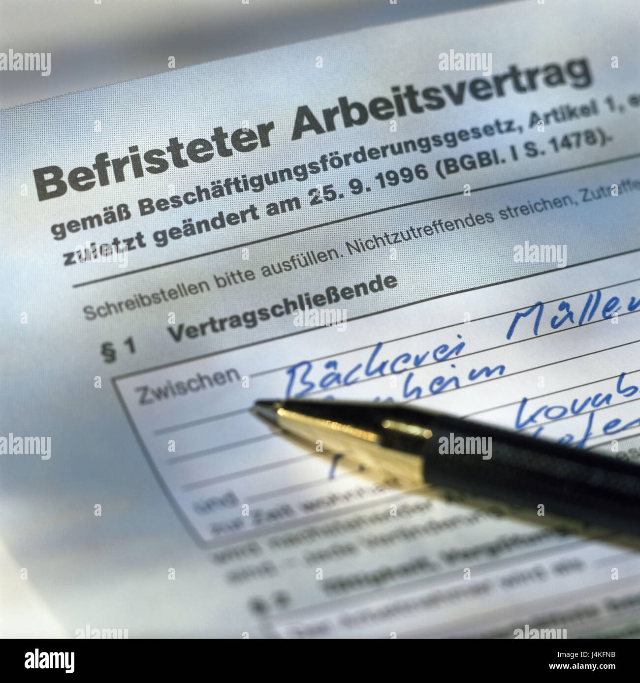 Employment contract, limits, pen, detail form, contract, work, job