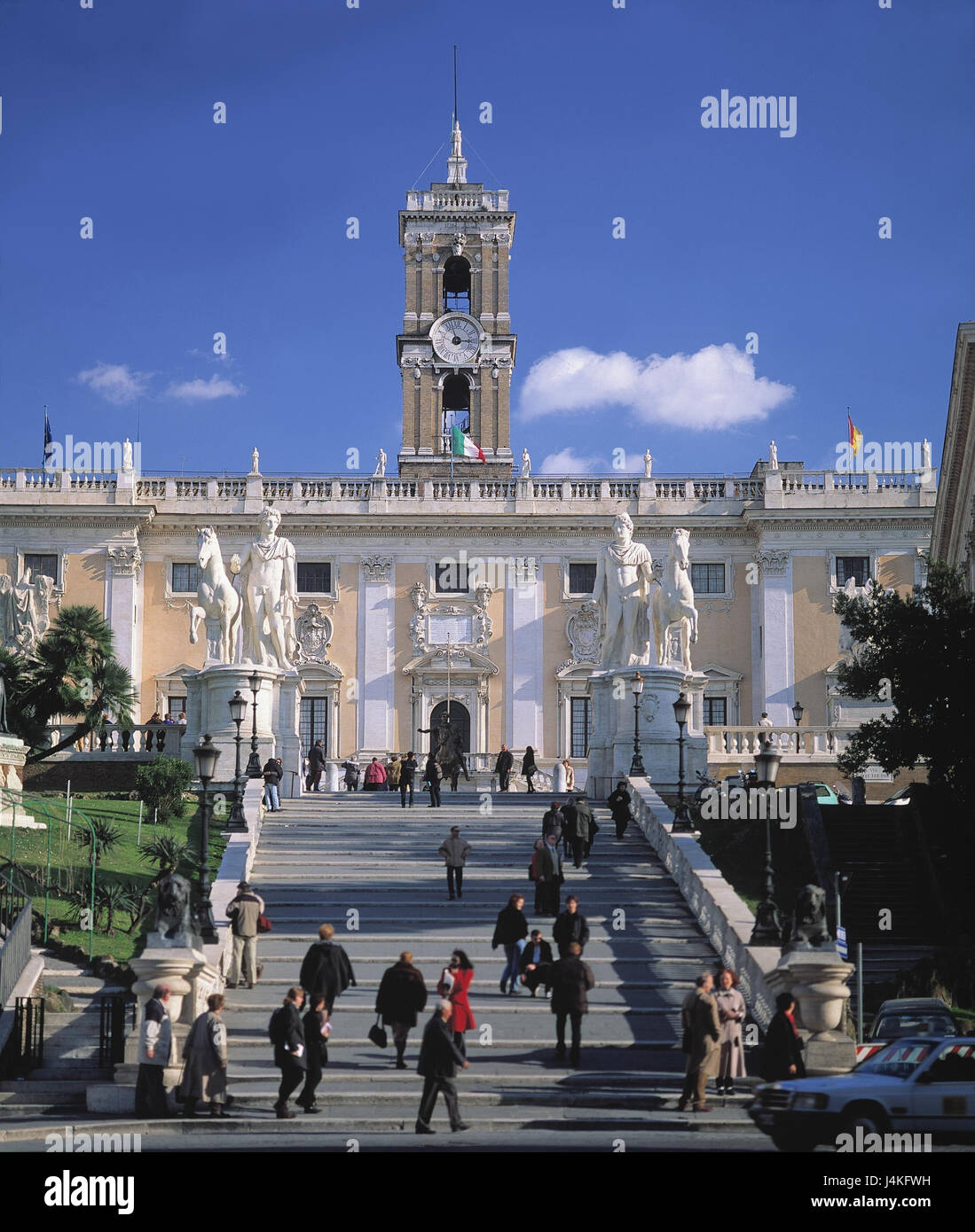 Tower Statue Rome Italy, Rome, Capitol, rising, statues, Dioskuren, Castor, Pollux ...