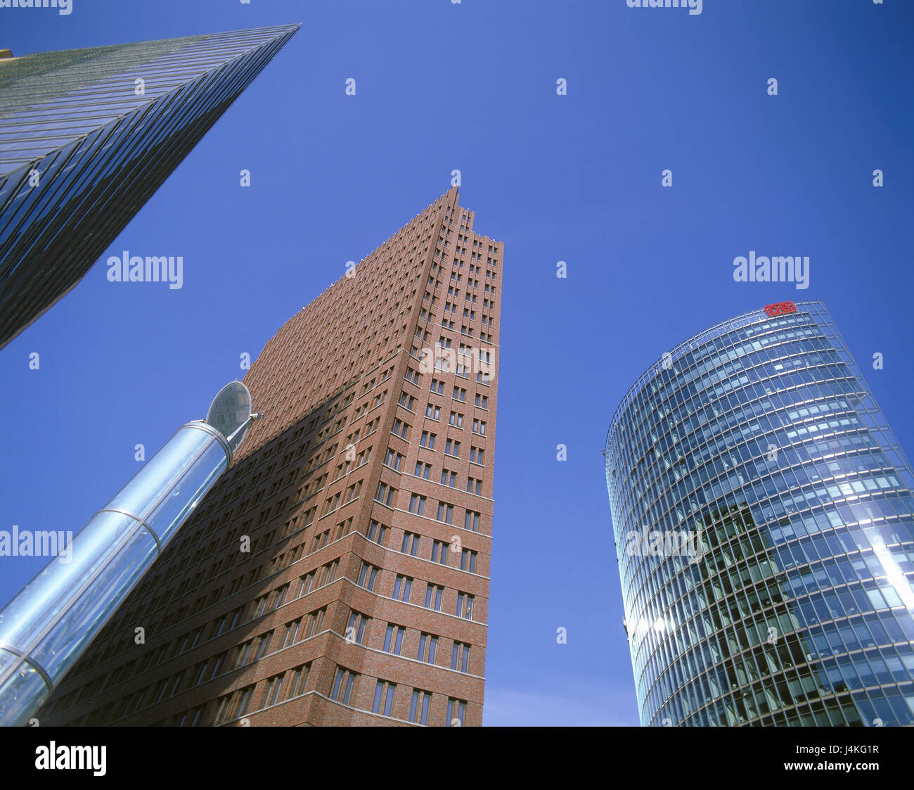 Germany, Berlin, Potsdam square, office building, Kollhoff tower, German Railways Tower, detail Europe, town, city, capital, part of town, architect from the left: Renzo Piano, Hans Kollhoff, Helmut Jahn, office building, high rises, architecture, building Stock Photo