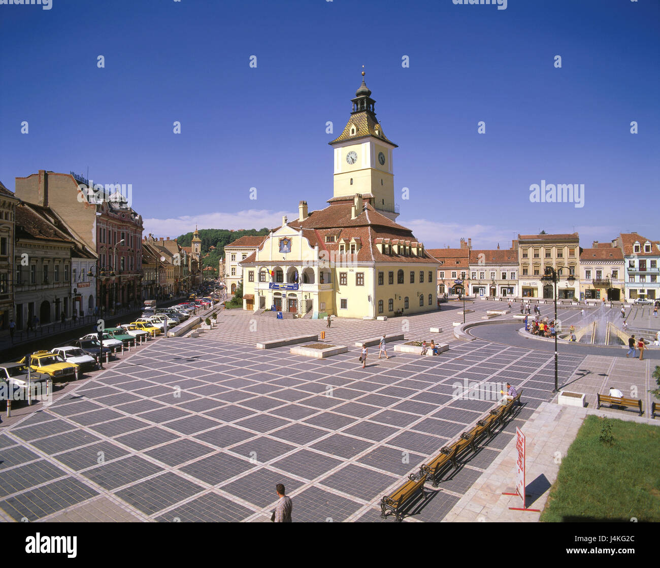 Romania, Brasov, Piata Sfatului, city hall, in 1420 Southeast Europe, the Balkans, south cirque godfather, Kronstadt, town, houses, marketplace, city hall building, Primaria, building, structure, architecture, place of interest Stock Photo