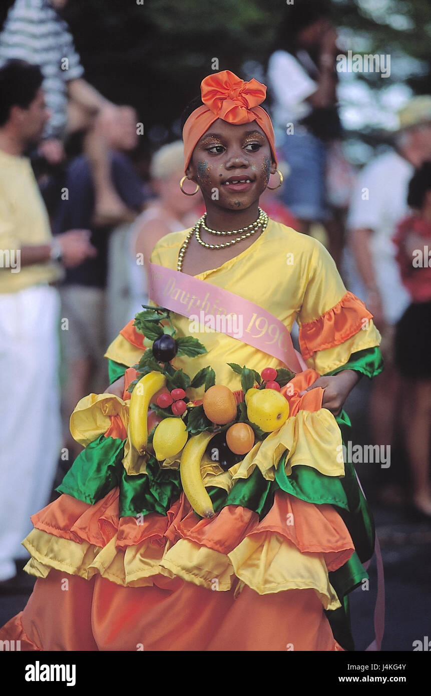 Martinique, carnival, girl carnival, child, lining, dress, brightly